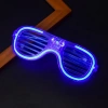Mavi Led Işıklı Parti Gözlüğü - Neon Glow Şerit Gözlük 3 Modlu (5263)