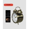 Metal Bronz Nostaljik Masa Saati Alarmlı Büyük Boy Sessiz Mekanizmalı