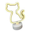 Neon Işıklı Kedi Lamba Pil+usb Pembe Işık Mz-122