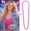 Neon Pembe Boncuk Kolye 80 cm – Retro 80’ler 90’lar Parti Aksesuarı (5263)