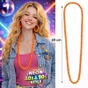 Neon Turuncu Boncuk Kolye 80 cm – Retro 80’ler 90’lar Parti Aksesuarı (5263)