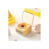 Nostalji Mini Plak Görünümlü Radyolu Bluetooth Hoparlör 3d Ses Dalgası Retro Müzik Plak Sarı