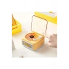 Nostalji Mini Plak Görünümlü Radyolu Bluetooth Hoparlör 3d Ses Dalgası Retro Müzik Plak Sarı
