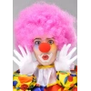 Pembe Renk Kıvırcık Afro Bonus Peruk Takma Saç ve Kırmızı Burun Seti (5263)