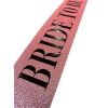 Pembe Üzeri Siyah Büyük Bride To Be Yazılı Simli Işıltılı Kuşak Kemer 10 cm Genişlik (5263)