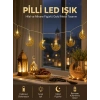 Pilli Minareli Hilal Led Işık Gold Metal Ramazan Dekorasyonu