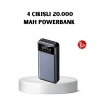 Powerbank 20000 Mah Hızlı Şarjlı Led Fenerli Ve 4 Portlu
