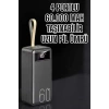 Powerbank 60.000 Mah Hızlı Şarj 4 Çıkışlı Uzun Şarj Süreli Dijital Göstergeli