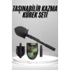 Pusulalı Katlanabilen Portatif Çantalı Mini Kazma Kürek Seti