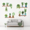 Raflı Saksılı Çiçek Tasarımlı Yapışkanlı Sticker (5263)