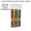 RENKLİ - 1000 ADET AHŞAP ELİŞİ - DİL ÇUBUK 15CM X 1.8CM (5263)