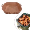 Renkli Isıya Dayanıklı Yıkanılabilir Silikon Fırın  Airfryer Kare Model Pişirme Matı 20 cm (5263)
