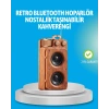 Retro Bluetooth Hoparlör Ahşap Görünümlü 5w Çift Stereo Ses