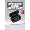 Rgb Işıklı Çift Mikrofonlu Siyah Profesyonel  Kulaklığı Kablosuz Kulakiçi
