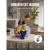 Romantik Çift Figürlü Okuyan Çift Masa Lambası Dekoratif Led Aydınlatma