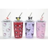 Sanrio Hello Kitty & Kuromi Figürlü Isı Muhafazalı Metal Pipetli Çelik Kupa Alk4428