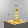 Silindirik Kristal Altın Toz Model LED Masa Lambası – Gold Tabanlı, Dokunmatik, 3 Renk Işık Modlu, Şarjlı Modern Dekoratif Gece Lambası (5263)
