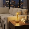 Silindirik Kristal Altın Toz Model LED Masa Lambası – Gold Tabanlı, Dokunmatik, 3 Renk Işık Modlu, Şarjlı Modern Dekoratif Gece Lambası (5263)