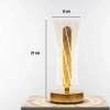 Silindirik Kristal Çizgi Model LED Masa Lambası – Gold Tabanlı, Dokunmatik, 3 Renk Işık Modlu, Şarjlı Modern Dekoratif Gece Lambası (5263)
