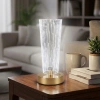 Silindirik Kristal Nokta Model LED Masa Lambası – Gold Tabanlı, Dokunmatik, 3 Renk Işık Modlu, Şarjlı Modern Dekoratif Gece Lambası (5263)