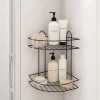 SİYAH  2 KATLI - ÜÇGEN METAL BANYO KÖŞELİK - DUŞKABİN RAF (5263)