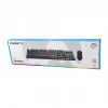 SİYAH GÖKKUŞAĞI IŞIKLI USB KABLOLU OYUNCU KLAVYE - MOUSE SET (5263)