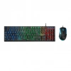 SİYAH GÖKKUŞAĞI IŞIKLI USB KABLOLU OYUNCU KLAVYE - MOUSE SET (5263)