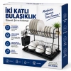 SİYAH - METAL 2 KATLI TABAKLIK - BULAŞIKLIK (5263)