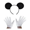 Siyah Mickey Mouse Tacı ve Beyaz Eldiven Seti (5263)