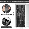 Siyah Renk Ekstra Metalize Parlak Saçaklı Arka Fon Perde İthal A Kalite 1x2 Metre (5263)