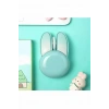 Tavşan Figürlü Kablosuz Mouse Pil Dahil Etiket Hediyeli Mavi