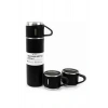 Termos Paslanmaz Çelik Termos Siyah Renk 3 Bardaklı Termos Seti