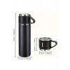 Termos Seti 3lü Bardak Seti Isı Dayanıklı Siyah Paslanmaz Çelik Vakumlu