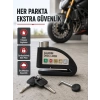 Titreşim Sensörlü Alarmlı Motosiklet Disk Kilidi 14mm Çelik Çift Kilitleme