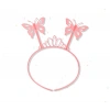 Toz Pembe Renk Kelebek Kanadı Tacı ve Sopası 50x37 cm (5263)