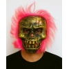 Wild Skull - Bakır Kafatası Pembe Saçlı İskelet Maske (5263)