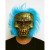 Wild Skull - Bakır Kafatası Turkuaz Saçlı İskelet Maske (5263)