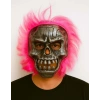 Wild Skull - Gümüş Kafatası Pembe Saçlı İskelet Maske (5263)
