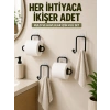 Yapışkanlı Banyo Düzenleme Seti 2 Rulo Tutucu 2 Havlu Askılığı 4 Parça
