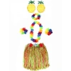 Yetişkin ve Çocuk Uyumlu Luau Aloha Hawaii Rengarenk 40 cm Etek Ananas Şekilli Gözlük Hawaii Kolye Renkli Taç ve 2 Adet Bileklik Seti (5263)