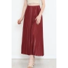 Zarif Ve Modern Pileli Parlak Krep Gizli Lastikli Bordo Etek
