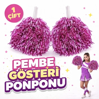 1 Çift ( 2 Adet ) Pembe Renk 23 Nisan 19 Mayıs 29 Ekim Okul Gösteri Ponponları Ekstra Dolgun (5263)