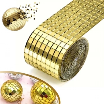 1 Metre Uzunluğunda Gold Renk Aynalı Mozaik Taşlı Dekor Bandı 4 cm x 1 mt (5263)