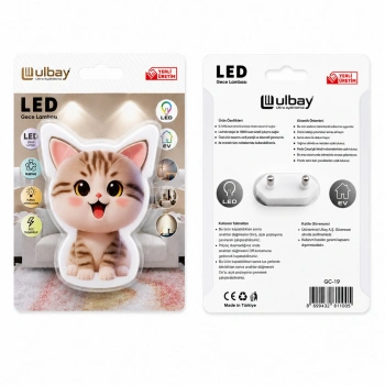 10 ADET KEDİ LEDLİ GECE LAMBASI GC-19 (5263)