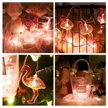 10'lu Pilli Led Flamingo Dekoratif Işık Zinciri Aydınlatma 1,5 Mt (5263)