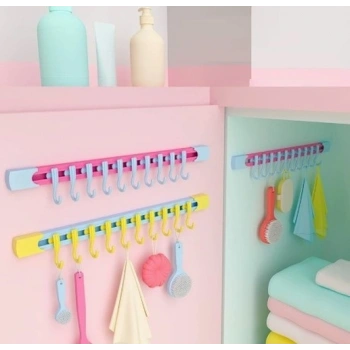 10 Kancalı Raylı Mutfak ve Banyo Düzenleyici Askı 30 cm (5263)