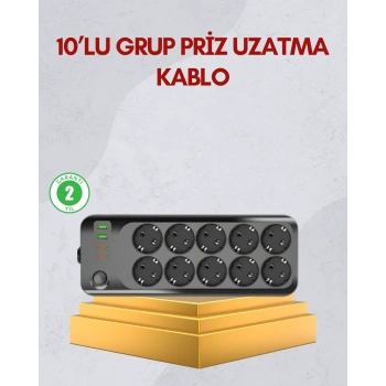 10 Prizli Uzatma Kablosu Termal Koruma Usb Type-c Hızlı Şarj 2500w