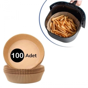 100 Adet  Air Fryer Pişirme Kağıdı Tek Kullanımlık  Yağlı Kağıdı Yuvarlak Tabak Model (5263)