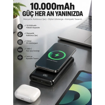 10.000 Mah Powerbank 4 Portlu Hızlı Şarj Dijital Göstergeli