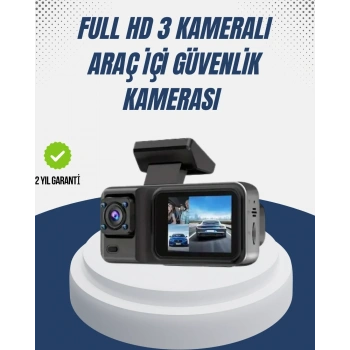1080p Üç Kameralı Araç Kamerası Wi-fi Destekli Park Modu Ve G-sensörlü